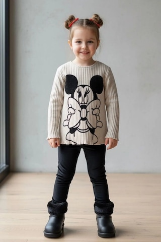 Minigimin Cicileri Miniğimin Cicileri Mnn Fiyonk Kadife Baskılı Kız Çocuk Sweatshirt - Bej