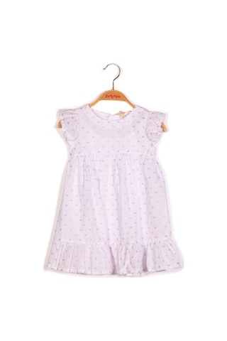 Zeyland Kız Çocuk Desenli Fırfırlı Dokuma Elbise-beyaz Beyaz