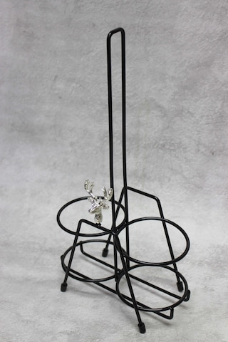 Gümüş Geyik Aksesuar Vidalı Metal Siyah Stant Yağdanlık Sosluk