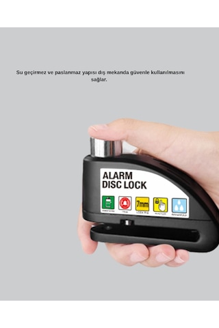 Titreşim Sensörlü Alarmlı Motosiklet Disk Kilidi 14mm Çelik Çift Kilitleme .