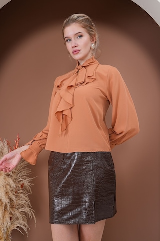 Fırfırlı Zarafet Bluz Kahverengi