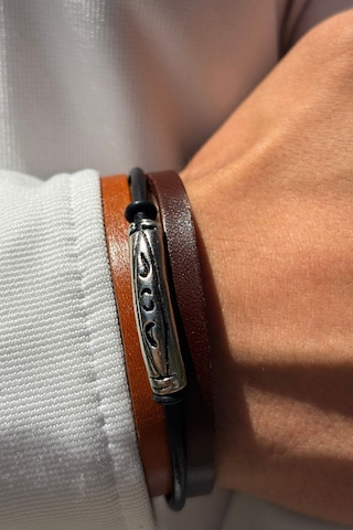 El İşçiliği İle Üretilmiş Hakiki Deri Erkek Bileklik Kiremit