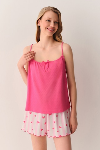 Suwen Cherry Pamuklu Atlet Şort Pijama Takımı Sh26601667334 Pembe
