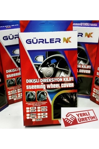 Peugeot 206+ Uyumlu Dikmeli Direksiyon Kılıfı Iki Renkli Yüzüklü Kırmızı