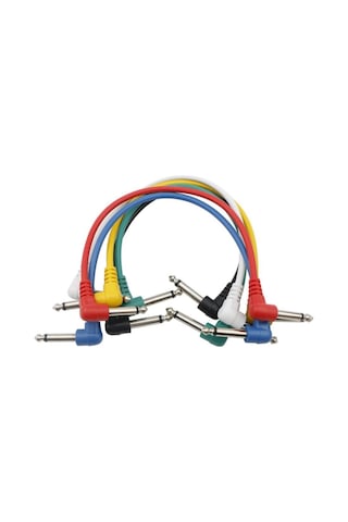 Midex Pj6 Gitar Kablosu Efekt Pedal Kablosu 6 Lı Set 30 Cm 6 Farklı Renk 6.35mm Jack Kablo