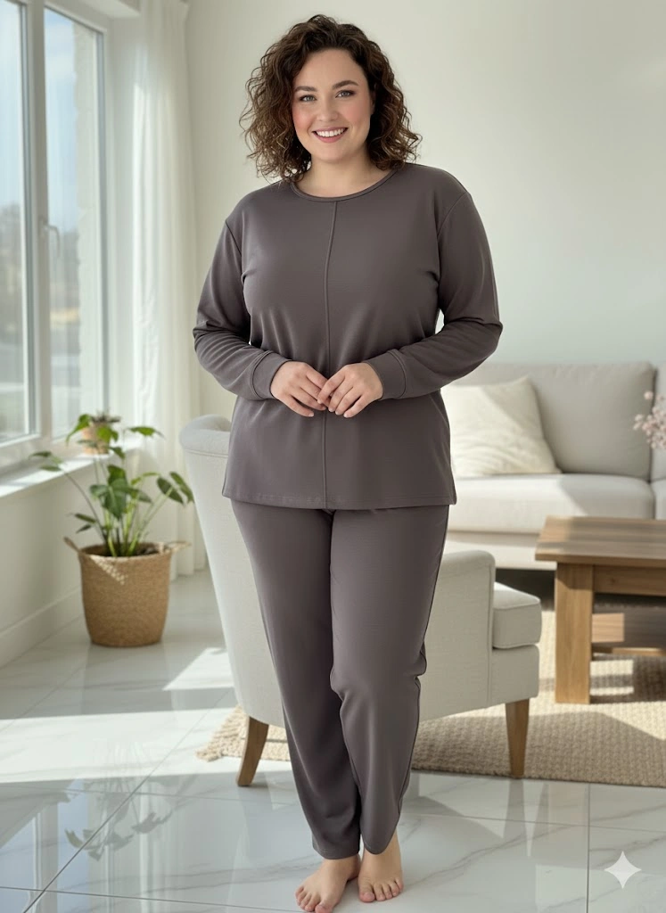 Kadın Büyük Beden Eşofman Takımı Gri