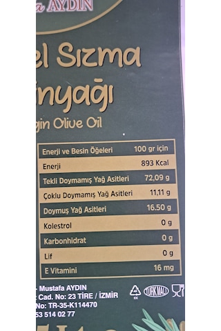 Erali Gıda Naturel Sızma Zeytinyağı 5 L