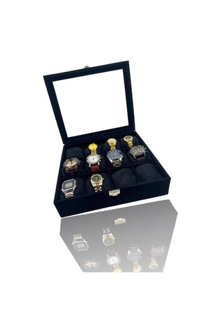 Richbo x 12'li Saat Kutusu Süet Siyah