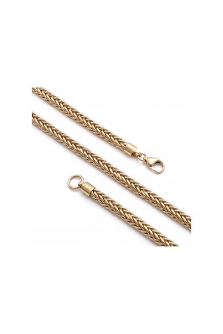 Premium Parlak Ve Şık Çelik Oval Zincir Gold Renk Erkek Kolye 4 Mm 55 Cm 3183eck008 Altın
