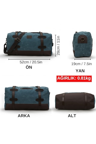 Dark Cotton 7104 Turkuaz Seyahat Spor Suya Dayanıklı Kanvas Çanta