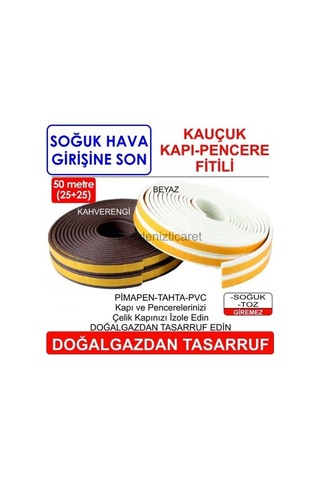 Kauçuk Kapı Pencere Fitili Kahve 50M-Soğuk Hava Giren Yerleri Izo