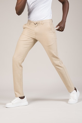 Perpant Slimfit Armürlü Beli İplikli Ve Lastikli Likralı Yazlık Jogger Pantolon Krem