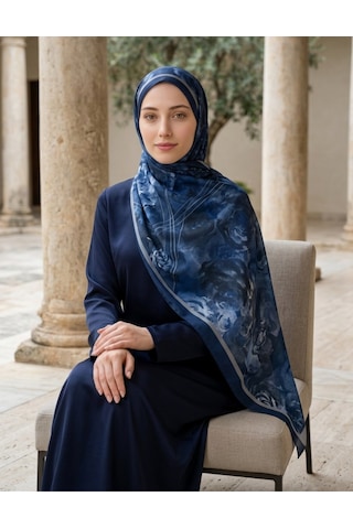Camellia Scarfs Rossa Desen Soft Şal Lacivert Klasik Ve Zarif Seçim