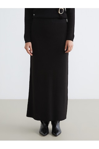 Lcw Modest Siyah Beli Lastikli Fitilli Triko Etek