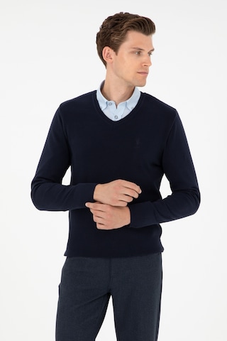 U.S. Polo Assn. Erkek Slim Fit V Yaka Lacivert Basic Kazak 50288886-VR033