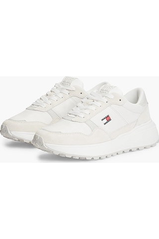 Tommy Hilfiger Kadın Marka Logolu Günlük Kullanıma Uygun Ekru Sneaker En0en03123 Ybl