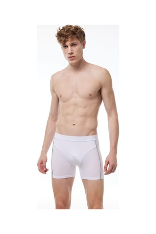 Malabadi 017 Erkek Biyeli Modal Boxer-Beyaz