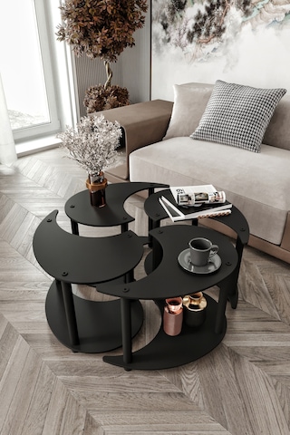 Yin Yang Unıty Serenıty Orta Sehpa 4 Lü Siyah 70 Cm Siyah