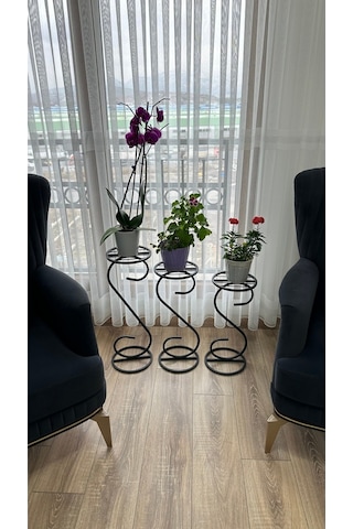 Modern Style Home 3 Lü Saksılık Çiçeklik Siyah