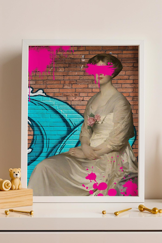 Klasik Portre Graffiti Çerçeveli Tablo Ofis Ve Ev İçin Modern Tasarım Altered Art