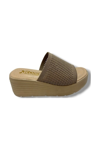 Cakgo 252-25 Triko Anatomik Ultra Soft Dolgu Topuk Kadın Terlik Bej