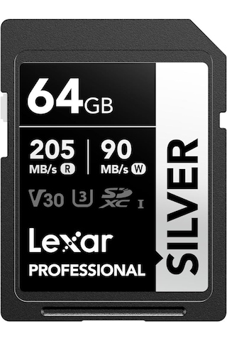Lexar 64 GB Silver Plus SD Uhsı V30 U3 205 MB/s Hafıza Kartı