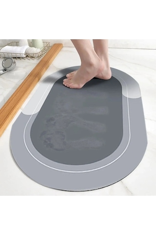 Mainshop Oval Sihirli Su Emici Banyo Paspası Kaymaz Tabanlı Ayak Paspası 38x58 Cm Yazısız Model M-60 Çok Renkli