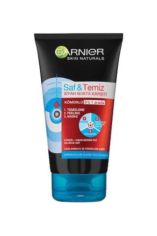 Garnier Saf & Temiz Siyah Nokta Karşıtı 3'ü 1 Arada Kömürlü Peeling 150 ML