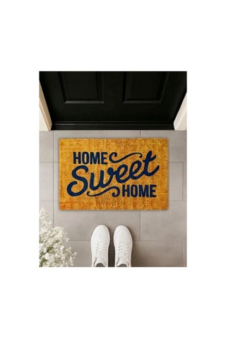 Home Sweet Home Retro Tasarım Dekoratif Kapı Önü Paspası 40x60cm Çok Renkli