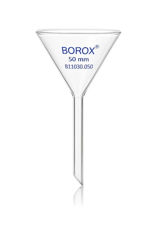 Borox Cam Huni 50 Mm Kısa Saplı Laboratuvar Hunisi