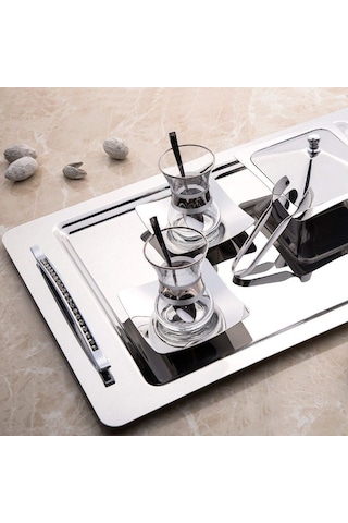 Nehir Rana Sade Çelik Çay Tepsi 48x31