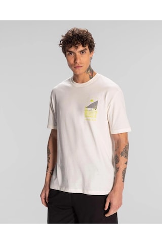 Kappa Authentic Spacetime T-shirt Erkek Beyaz Regular Tişört Siyah