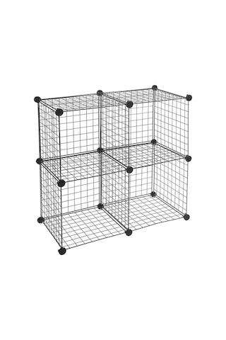 4 Bölmeli Metal Ayakkabı Dolabı Çok Amaçlı Raf Organizer Siyah
