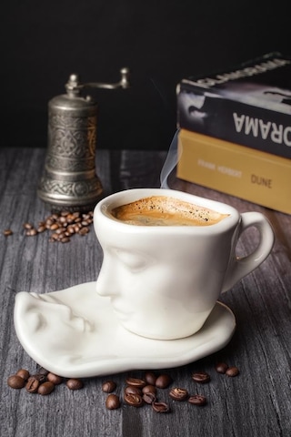 110 Ml Yüz Şekilli Seramik Beyaz Türk Kahvesi Fincan Takımı Mıt1079 Çok Renkli