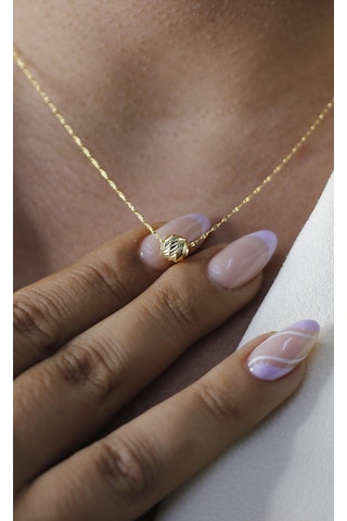 Diamine 14 Ayar Altın Büyük Dorika İnce Aynalı Zincir Kolye