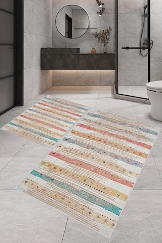 Eliana Home Dijital Baskı 2'li Banyo Paspas Takımı Lna5-1723 100x60 Ve 60x50 Cm Sarı