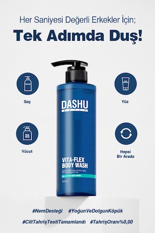 Saç Yüz Vücut İçin Hepsi Bir Arada Nemlendirici Duş Jeli Dashu Daily Vita-flex All In One Body Wash Narenciye