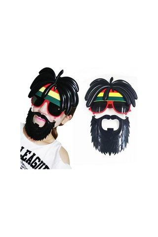 Rasta Peruklu Rasta Sakallı Bob Marley Bıyıklı Parti Gözlüğü 27x18 Cm 1