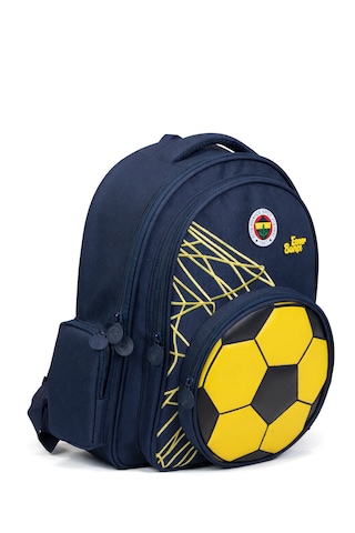 Fenerbahçe Lisanslı 3d Suni Deri Detaylı Okul Çantası - Lacivert 2 Bölmeli Sırt Çantası