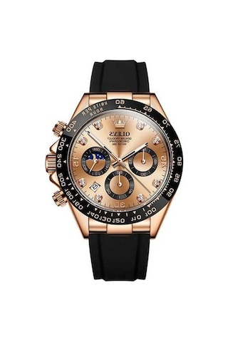 Novahub Olevs 2875 Erkekler Multifonksiyonlu Spor Kronograf Su Geçirmez Kuvars Saat Gül Altın Renkli Çok Renkli