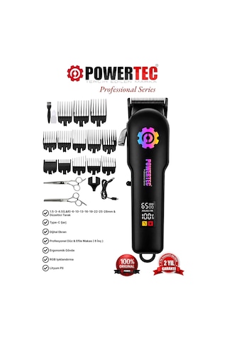 Powertec Tr-2900 Profesyonel Rgb'li Tıraş Makinesi & Makas Hediyeli 3-4 Saat
