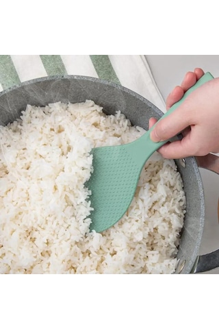 Pirinç Kaşığı Gıda Sınıfı Isıya Dayanıklı Kürek Silikon Ayaklı Tip Pirinç Spatula Yemek Servis Pirinç Küreği Mutfak Aleti Sarı