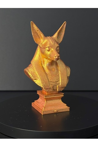 Antik Altın Renkli Anubis Büstü Dekoratif Obje Mısır Temalı Heykel