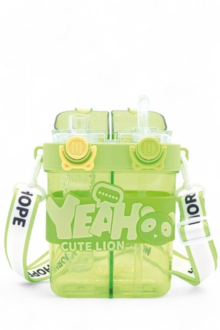 Dekorasyaa Yeah Çift Bölmeli Suluk - Yeşil Renkli Boyun Askılı Çift İçimli - Bpa İçermez Yeşil