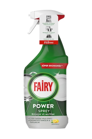 Fairy Power Sprey, 3'ü 1 Arada, Bulaşıklarınız Ve Mutfağınız Için Zahmetsiz Temizlik Ve Parlaklık, Limon Kokul