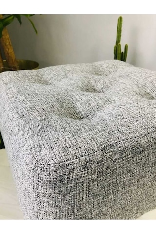 Artego Geniş Oturum Alanlı Siyah Ağaç Ayak Gri Kare Puf Bench gri