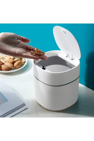 Yunboo 2 Litrelik Basılabilir Masaüstü Çöp Kutusu - Dürtü Kapaklı, Dayanıklı Plastik, Ev/ofis Temizliği