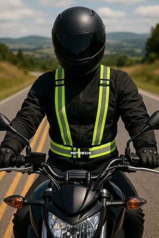 Xmlbayiciniz Tr Motosiklet Ve Bisiklet Reflektörlü Kemer Yelek, Unisex, Siyah Genel