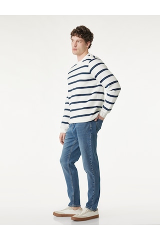 Koton Regular Fit Normal Bel Pamuklu Tapered Jean Pantolon - Joe Jean Orta İndigo 7wam40039nd