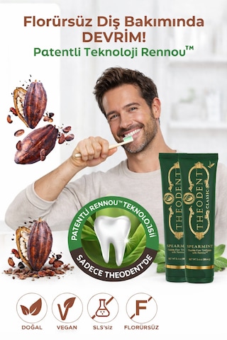 Theodent Classic Tatlı Nane Diş Macunu 2 Li Set Vegan Florürsüz Doğal Ağız Bakımı Diş Minesi Bakımı